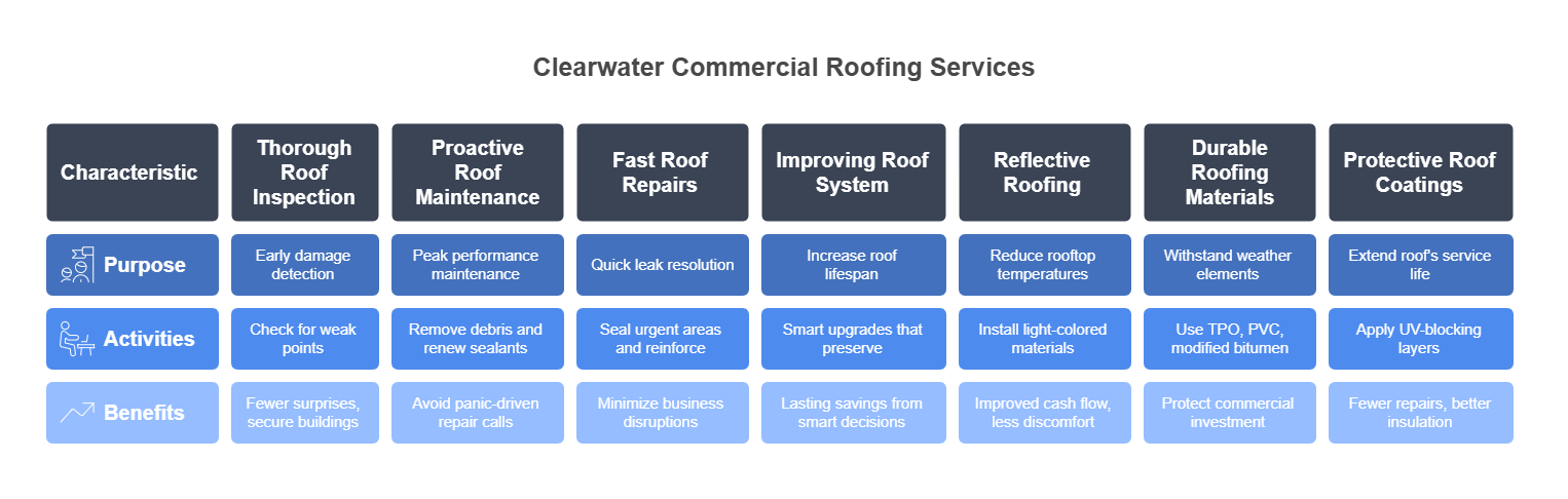 Diagram of commercial roofing service types